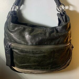 Sondra Roberts dark olive butter soft genuine leather hobo bag